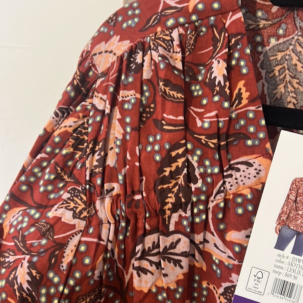 Jessica Simpson Rust Red Floral Print Blouse - Picture 6 of 8